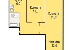 трехкомнатная распашонка