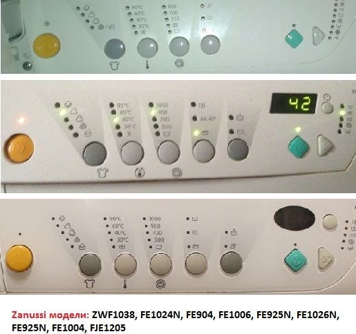 Ошибки в стиральных машинах Занусси