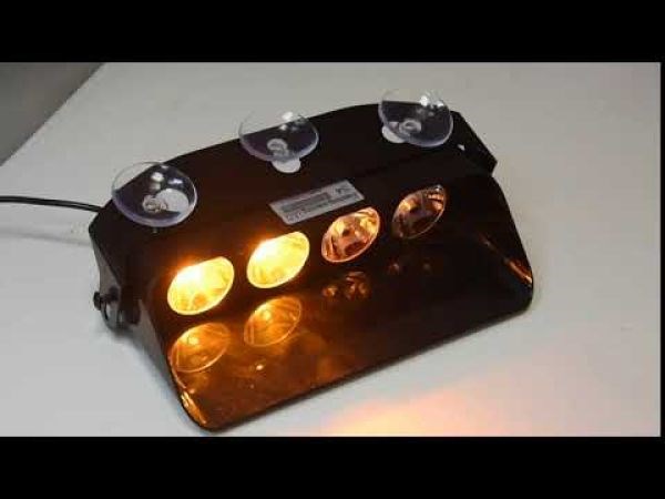 Маяк светодиодный 10-30V (желтый) (Стробоскоп ЛОБОВОЙ) Пластик