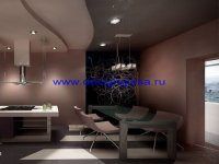 Потолок из гипсокартона и натяжной гостиная совмещенная с кухней