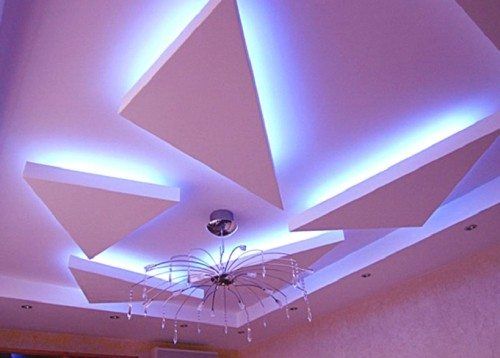 Освещение в гостиной с потолками из гипсокартона
