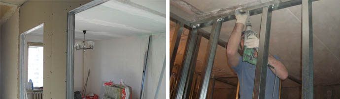 Устройство гипсокартонной перегородки в один слой гипсокартона